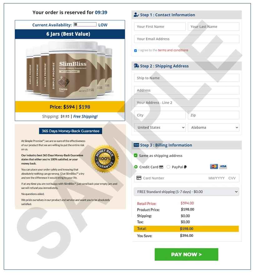 SlimBliss Order Page